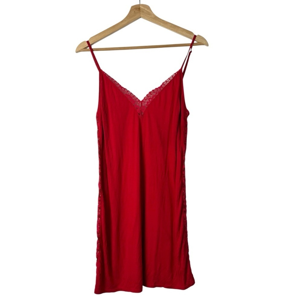 Victoria's Secret Bright Red Lace Side Pajama Slip Dress M